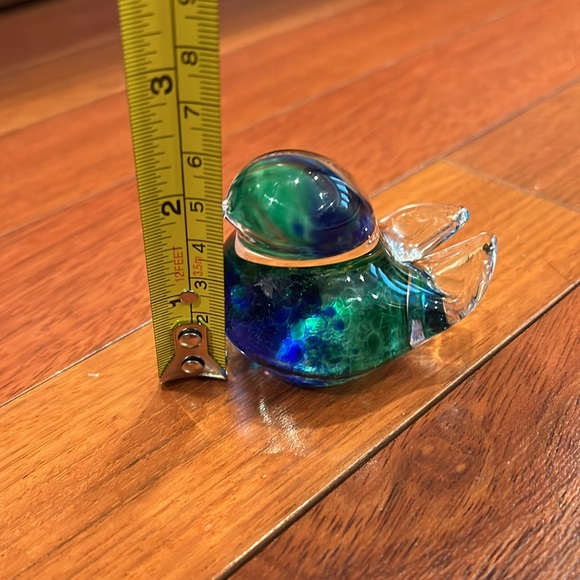 Art Glass Bird Figurine Glass Crystal Paper Weight Ornament blue green and clear - Picture 8 of 12